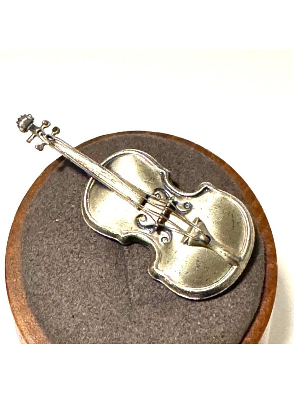 BEAU Sterling Silver 925 Violin Three Dimensional Brooch Size 1.75" Length